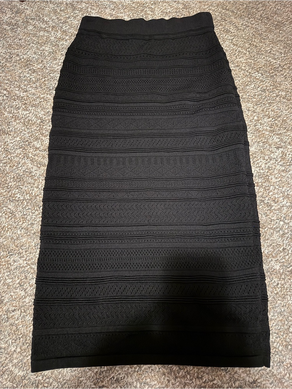 Babaton from Aritzia Black Textured Knit Pencil midi Skirt
